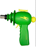 YHNNH Lightyear Torch, Refillable Lighter with Adjustable Flame Intensity Knob, Stainless Steel Tip, Safety Lock and Spaceship Stand (Green).