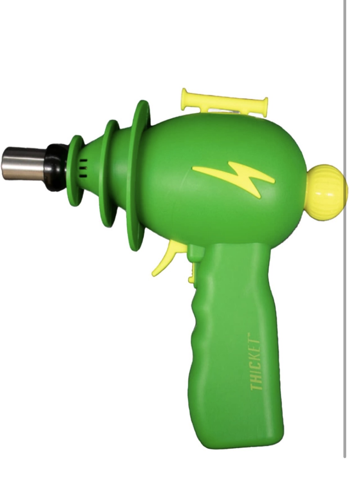 YHNNH Lightyear Torch, Refillable Lighter with Adjustable Flame Intensity Knob, Stainless Steel Tip, Safety Lock and Spaceship Stand (Green).