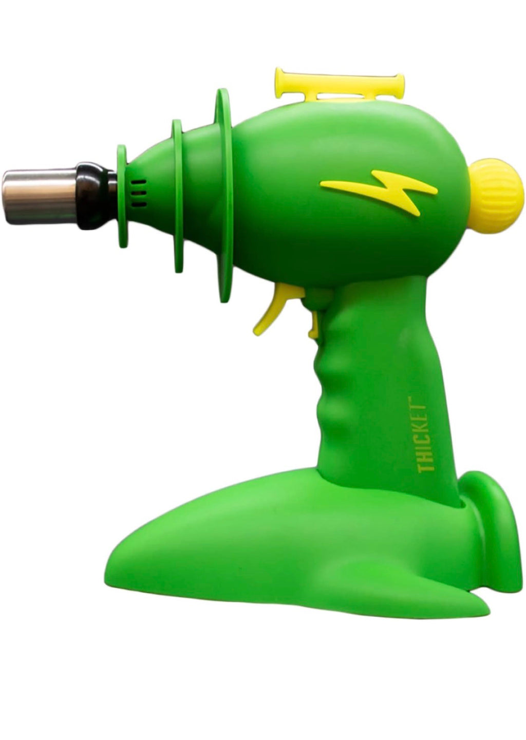 YHNNH Lightyear Torch, Refillable Lighter with Adjustable Flame Intensity Knob, Stainless Steel Tip, Safety Lock and Spaceship Stand (Green).